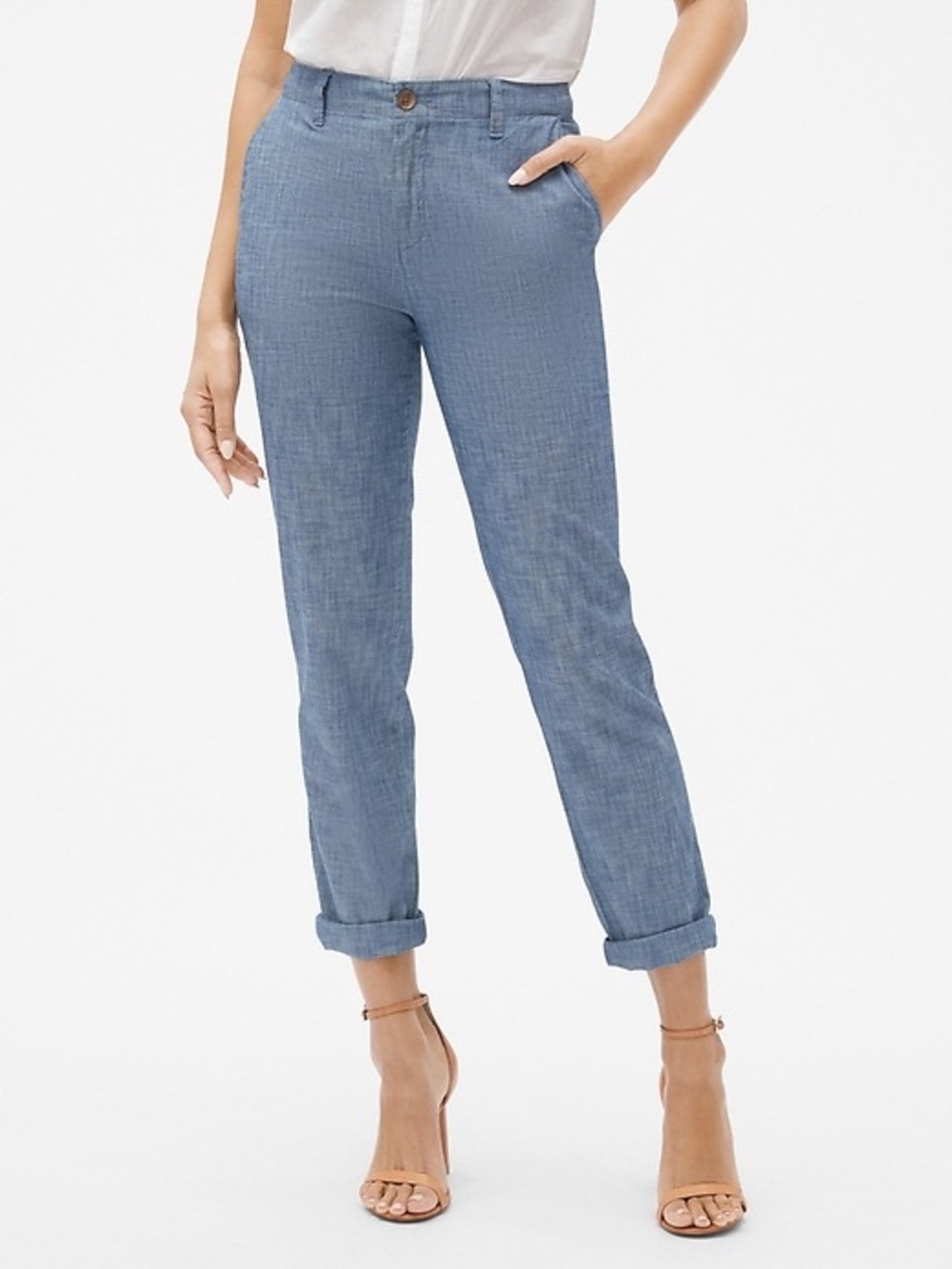GAP 100% Cotton Chambray Girlfriend Khaki Size 14